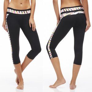 Fabletics Black Printed Camacana Capri Leggings